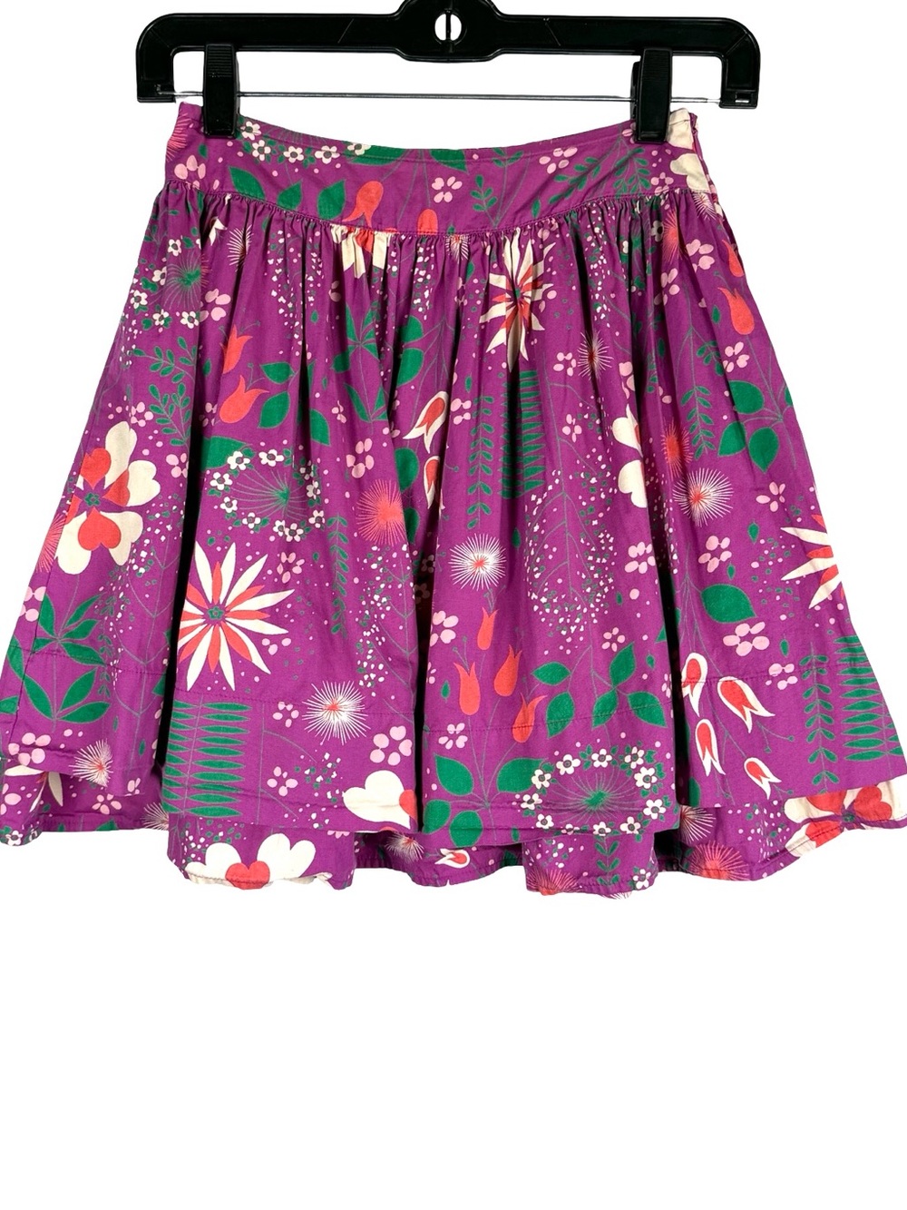 Garnet Hill Cotton Playful Purple Floral Double Layer Mini Skirt Girls Size 10